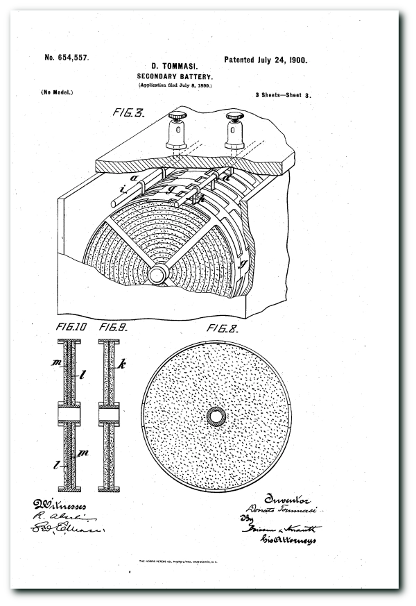 Patente US654557A de Donato Tommasi.